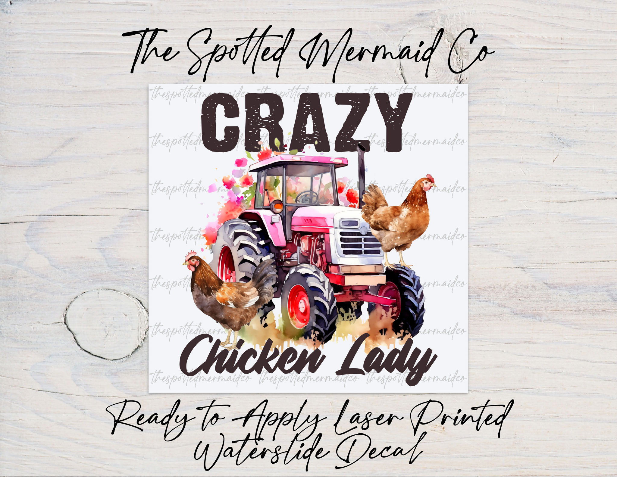 Crazy Chicken Lady Waterslide Decal