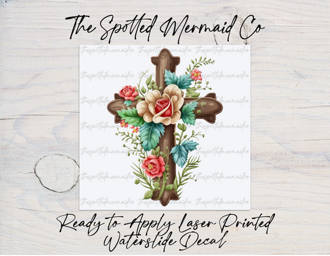 Floral Cross Waterslide Decal