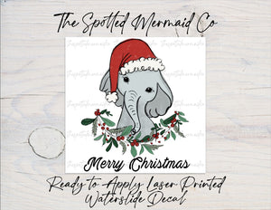 Elephant Merry Christmas Waterslide Decal