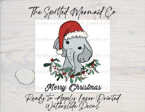 Elephant Merry Christmas Waterslide Decal