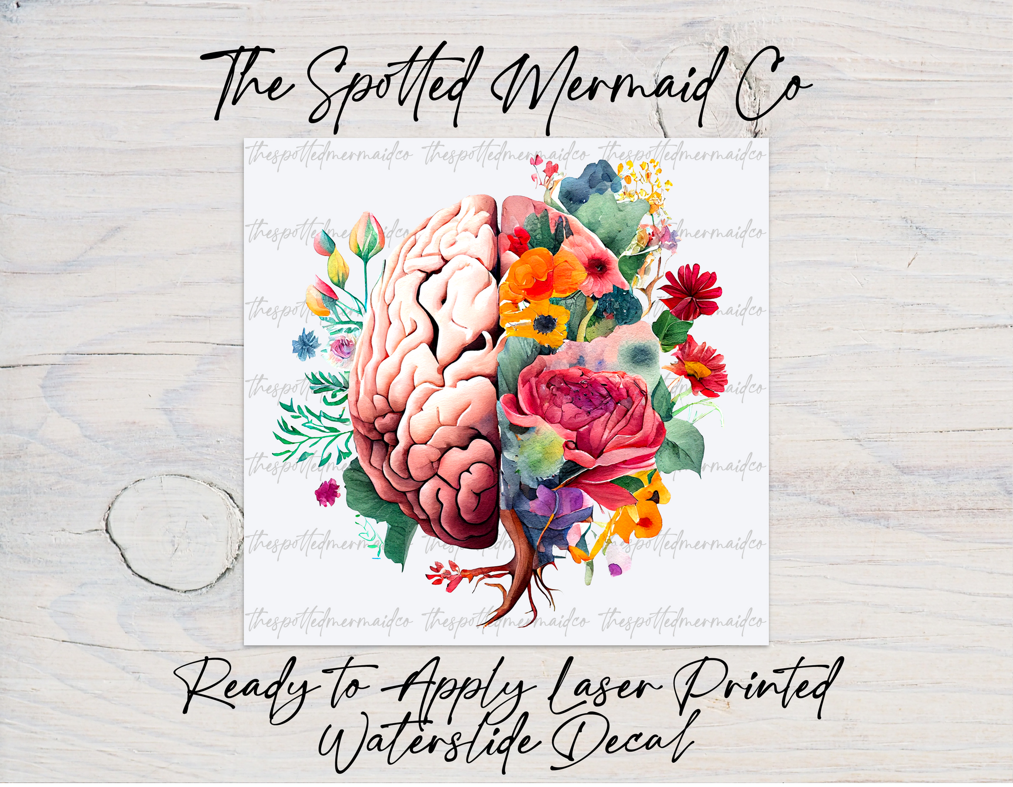 Floral Anatomical Brain Waterslide Decal