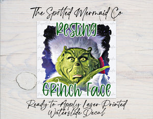 Resting Grinch Face Waterslide Decal